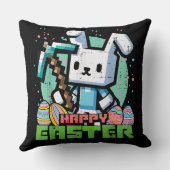 Happy Easter Bunny Pixel Game  クッション (裏面)