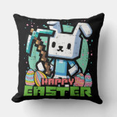 Happy Easter Bunny Pixel Game  クッション (正面)