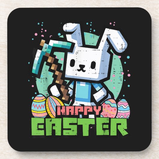 Happy Easter Bunny Pixel Game  コースター (正面)