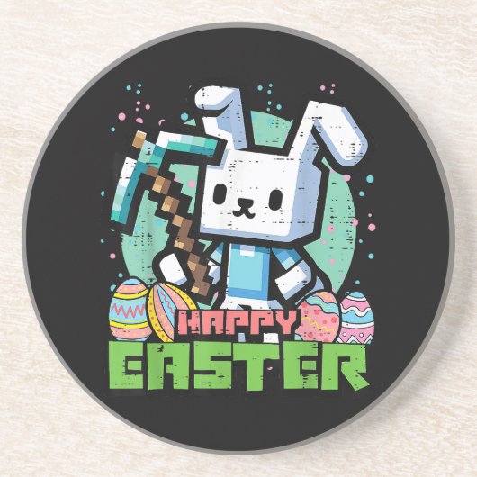 Happy Easter Bunny Pixel Game  コースター (正面)