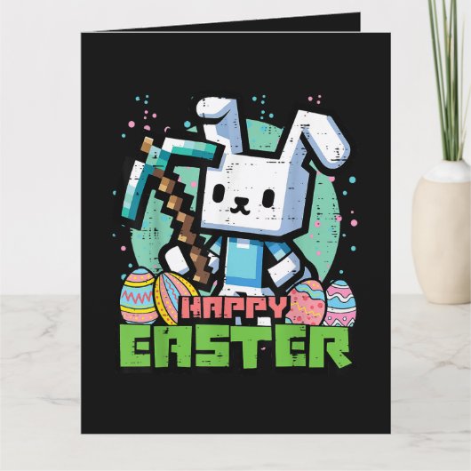 Happy Easter Bunny Pixel Game  サンキューカード (正面)