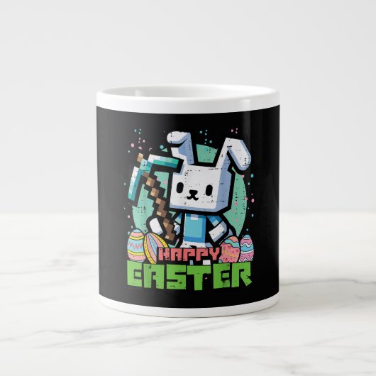 Happy Easter Bunny Pixel Game  ジャンボコーヒーマグカップ (正面)