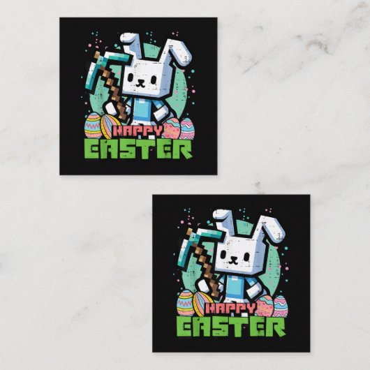 Happy Easter Bunny Pixel Game  スクエア名刺 (正面/裏面)