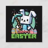 Happy Easter Bunny Pixel Game  スクエア名刺 (裏面)