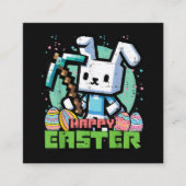 Happy Easter Bunny Pixel Game  スクエア名刺 (正面)