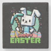 Happy Easter Bunny Pixel Game  ストーンコースター (正面)