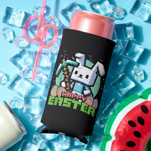 Happy Easter Bunny Pixel Game  スリム缶クーラー (インサイチュ 夏)