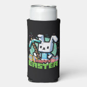 Happy Easter Bunny Pixel Game  スリム缶クーラー (Seltzer正面)