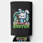 Happy Easter Bunny Pixel Game  スリム缶クーラー (裏面)