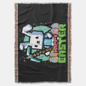 Happy Easter Bunny Pixel Game  スローブランケット (正面縦)