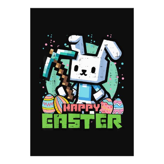 Happy Easter Bunny Pixel Game  フォトプリント (正面)