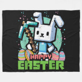 Happy Easter Bunny Pixel Game  フリースブランケット (正面(横))