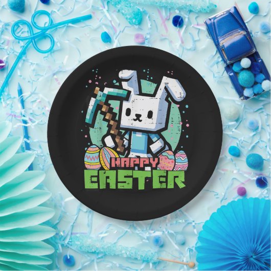 Happy Easter Bunny Pixel Game  ペーパープレート (パーティー)