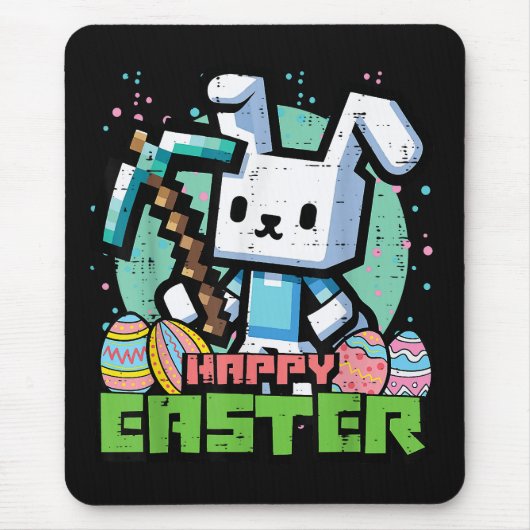 Happy Easter Bunny Pixel Game  マウスパッド (正面)