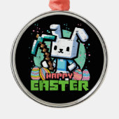 Happy Easter Bunny Pixel Game  メタルオーナメント (正面)