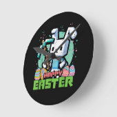 Happy Easter Bunny Pixel Game  ラウンド壁時計 (傾斜)