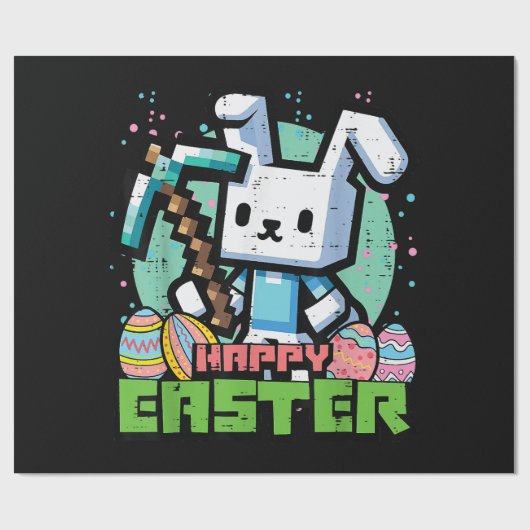 Happy Easter Bunny Pixel Game  ラッピングペーパー (フラット)