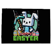 Happy Easter Bunny Pixel Game  ラージペーパーバッグ (裏面)