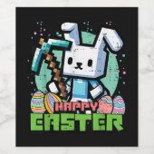 Happy Easter Bunny Pixel Game  ワインラベル (シングルラベル)