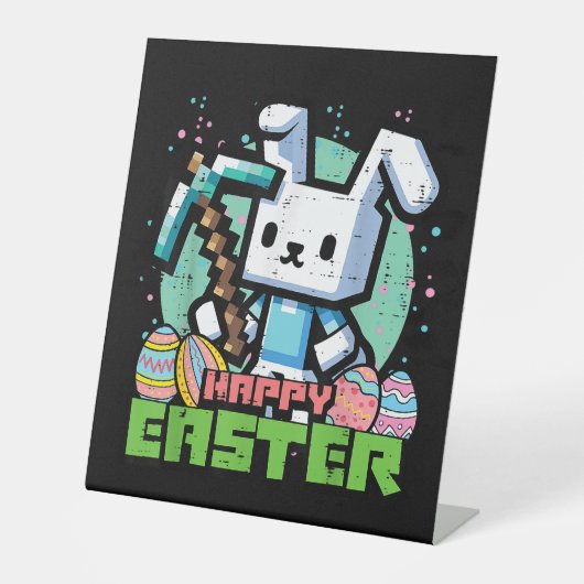 Happy Easter Bunny Pixel Game  台座サイン (正面)