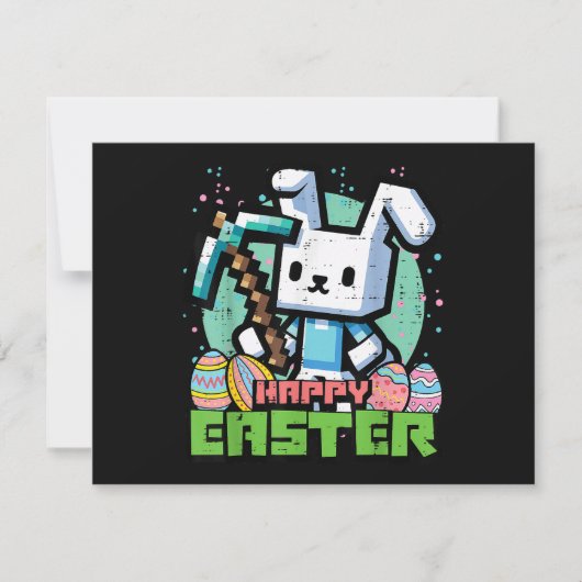 Happy Easter Bunny Pixel Game  招待状 (正面)