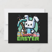 Happy Easter Bunny Pixel Game  招待状 (裏面)