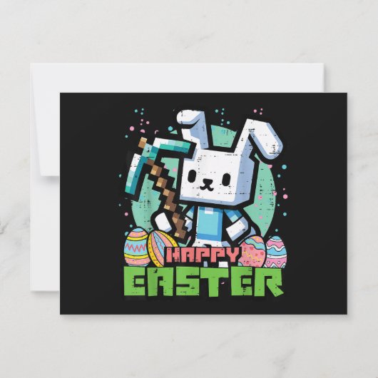 Happy Easter Bunny Pixel Game  招待状 (裏面)