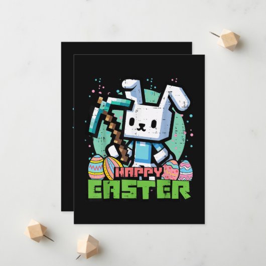 Happy Easter Bunny Pixel Game  案内状 (正面/裏面インサイチュ)