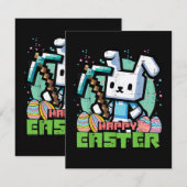 Happy Easter Bunny Pixel Game  案内状 (正面/裏面)