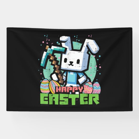 Happy Easter Bunny Pixel Game  横断幕 (横)