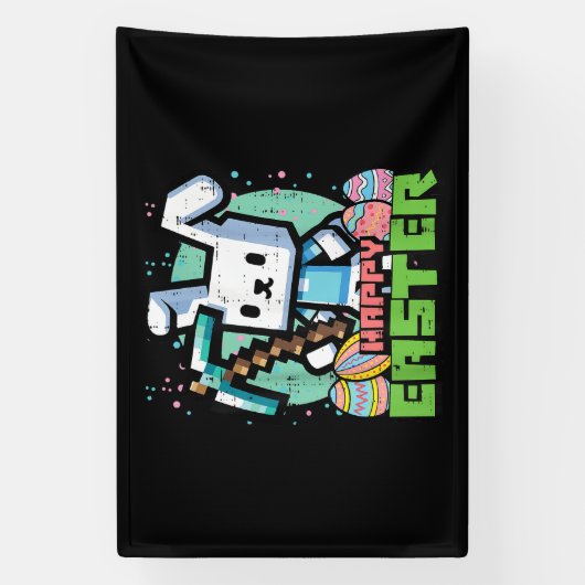 Happy Easter Bunny Pixel Game  横断幕 (縦)