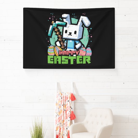 Happy Easter Bunny Pixel Game  横断幕 (インサイチュ)
