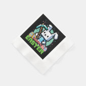 Happy Easter Bunny Pixel Game  縁ありカクテルナプキン (角)