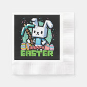 Happy Easter Bunny Pixel Game  縁ありカクテルナプキン (正面)