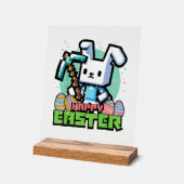 Happy Easter Bunny Pixel Game Gaming Gamer Boys Ki アクリルサイン (傾斜)