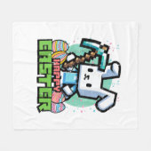 Happy Easter Bunny Pixel Game Gaming Gamer Boys Ki フリースブランケット (正面(横))