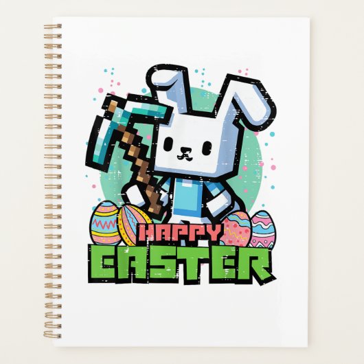 Happy Easter Bunny Pixel Game Gaming Gamer Boys Ki プランナー手帳 (正面)