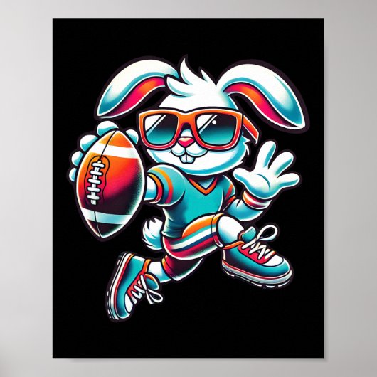 Happy Easter Bunny Quarterback Receiver Football B ポスター (正面)