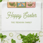 Happy Easter Bunny Quilt Pattern Family  キッチンタオル (折り畳み)