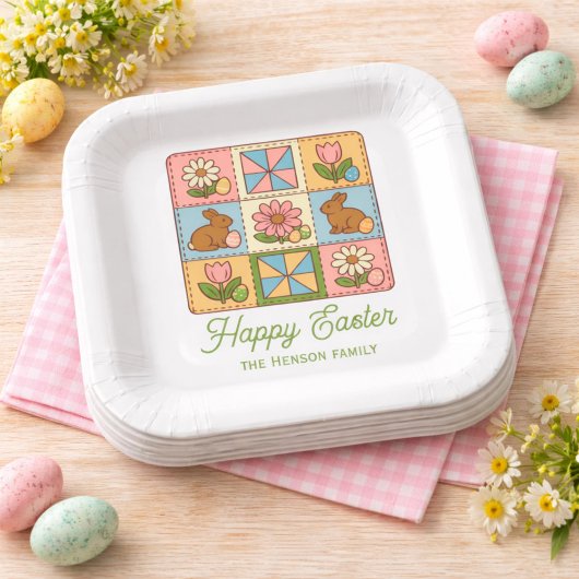 Happy Easter Bunny Quilt Pattern Family  ペーパープレート
