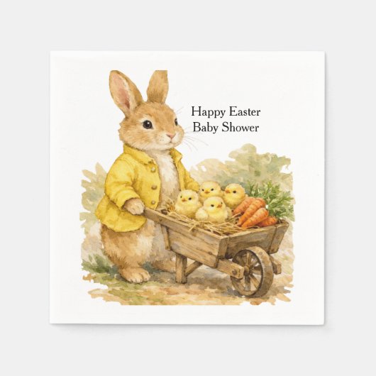 Happy Easter Bunny Rabbit Baby Shower スタンダードカクテルナプキン (正面)