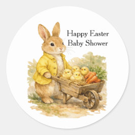 Happy Easter Bunny Rabbit Baby Shower ラウンドシール
