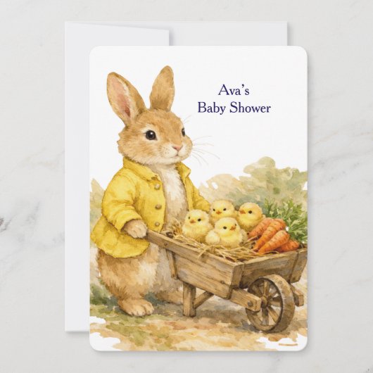 Happy Easter Bunny Rabbit Baby Shower Invitation 招待状 (正面)