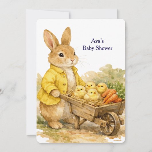 Happy Easter Bunny Rabbit Baby Shower Invitation 招待状 (正面)