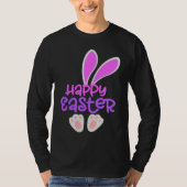 Happy Easter Bunny Rabbit Egg Hunt Cute Ears Girls Tシャツ (正面)