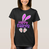 Happy Easter Bunny Rabbit Egg Hunt Cute Ears Girls Tシャツ (正面)