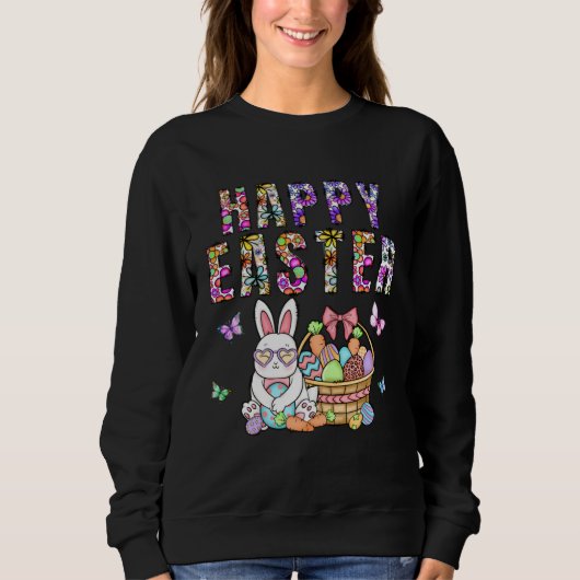 Happy Easter Bunny Rabbit Face  Easter Day Women G スウェットシャツ (正面)