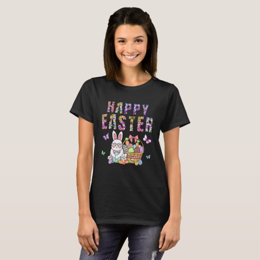 Happy Easter Bunny Rabbit Face Easter Day Women G Tシャツ (正面フル)