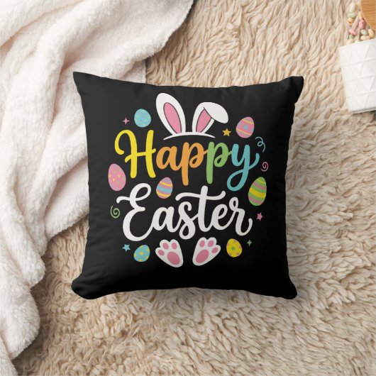 Happy Easter Bunny Rabbit Funny Easter Day Women  クッション (ブランケット)