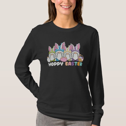Happy Easter Bunny Rabbit Gnomes Easter Day Egg Hu Tシャツ (正面)